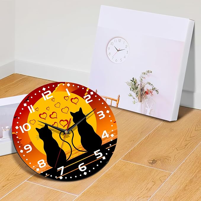 Two Cats in Love Seaside Wall Clock, Contemporary Easy to Read Decor - Image 6