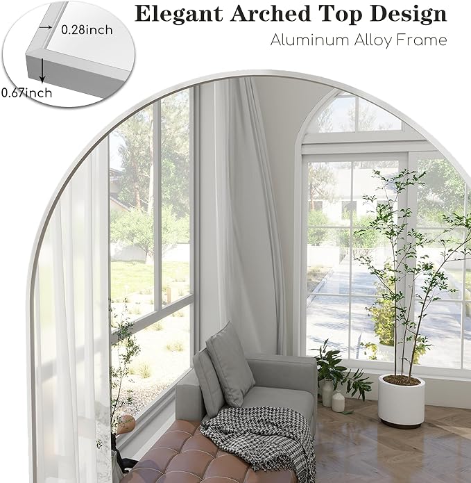 Prywot Arched Full Length Mirror, Modern Full Body Mirrors - Image 7