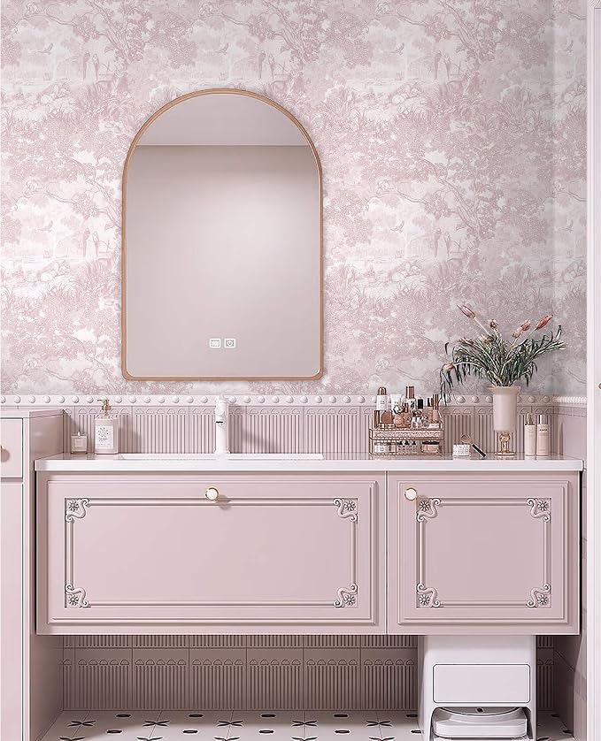 Heroad Peel and Stick Wallpaper Pink and White Vintage Forest Animals Floral - Image 5