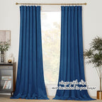 NICETOWN Royal Blue 96 inch Velvet Curtains - Image 3