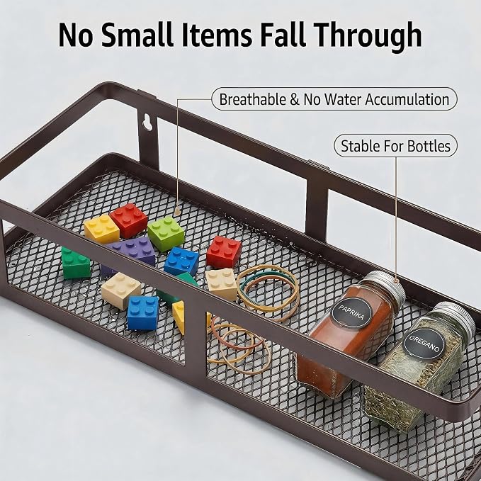 PUSDON 2-Pack Minimalist Shower Caddy Wall Mount, Open Frame Bathroom Shelf - Image 6