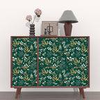 Dark Green Floral Wallpaper Peel and Stick Green Golden Leaf Wallpaper Vintage - Image 5