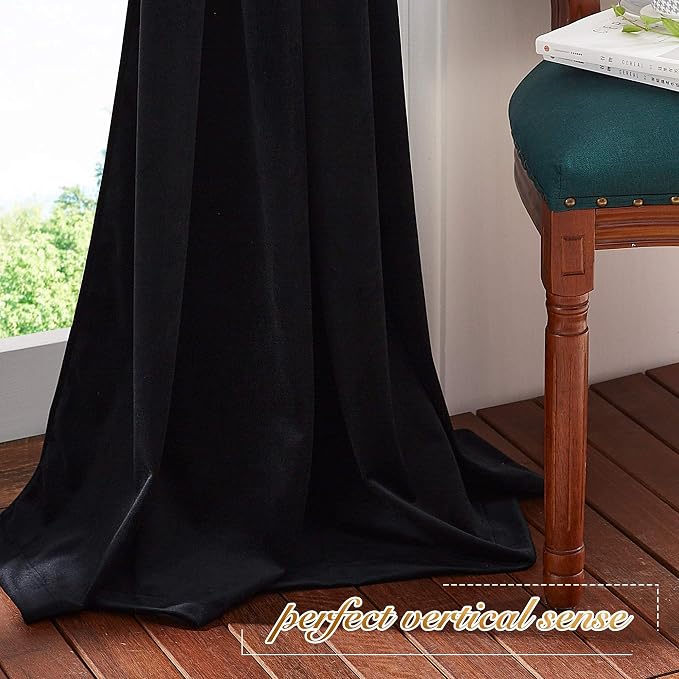 NICETOWN Black Out Velvet Curtains 63 inches Long, Solid Heavy Matt - Image 7