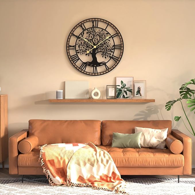 Micasso Vintage Large Wall Clock: 30Inch FarmhouseTree of Life Metal - Image 5