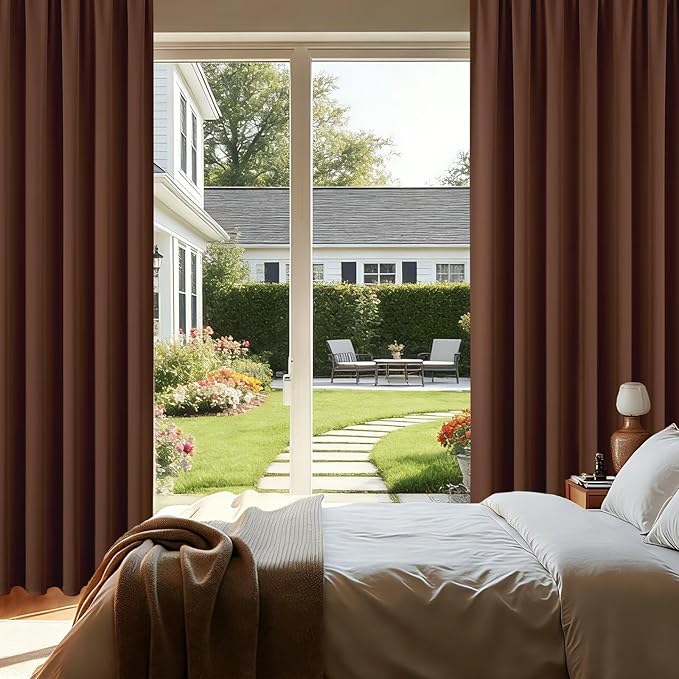 CUCRAF Brown Blackout Curtains 96 inch Length 2 Panels Set, Rod Pocket Room - Image 8