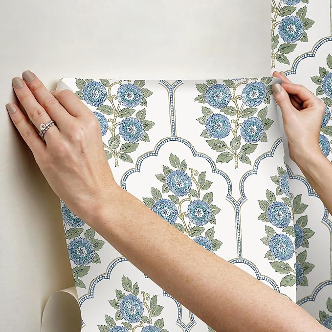 NuWallpaper x Society Social Floral Bazaar Green and Blue Peel and Stick - Image 4