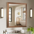 36x30 Inch Bathroom Mirror for Wall, Anti-Rust Walnut Wood Grain Metal Framed by Briivuemodernmirrors