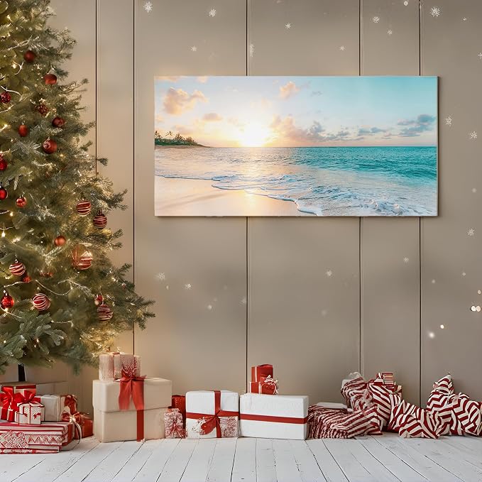 Goldfoilart Ocean Beach Sunset Canvas Wall Art - Image 7
