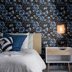 FLFK Floral Wallpaper Peel and Stick Dark Blue Flower Wallpaper 16" x 128" - Image 6