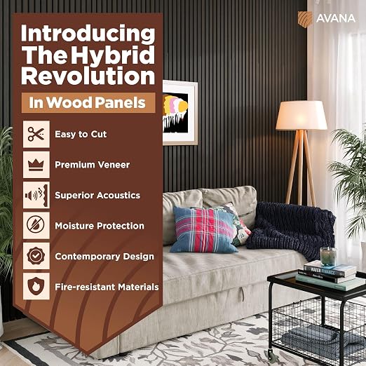 Avana Modern Acoustic Wood Wall Panels – 93.2x11.25 Inch Panels – Fits 94x12 - Image 2