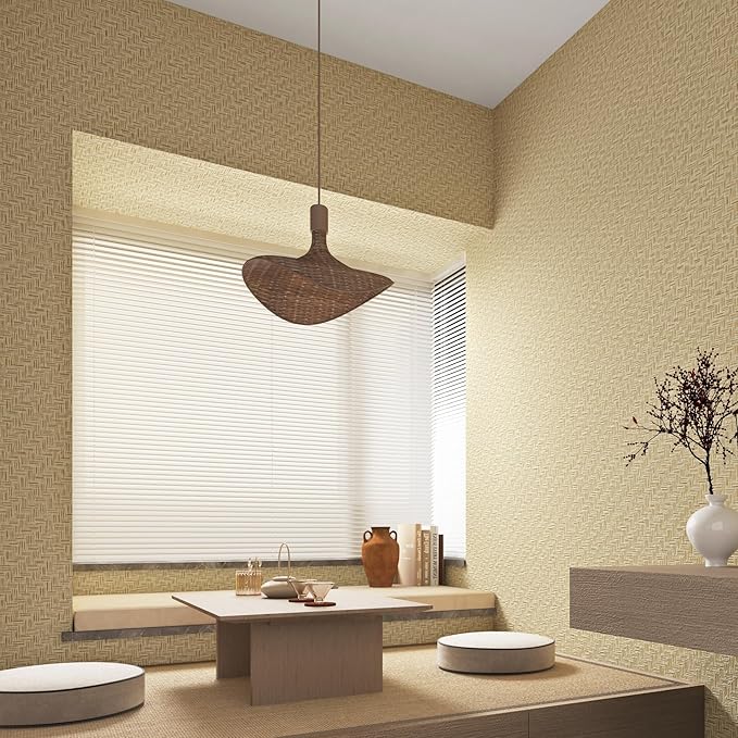 Haimin Fabric Wallpaper Textured Contact Paper Grasscloth Wallpaper Peel and - Image 5