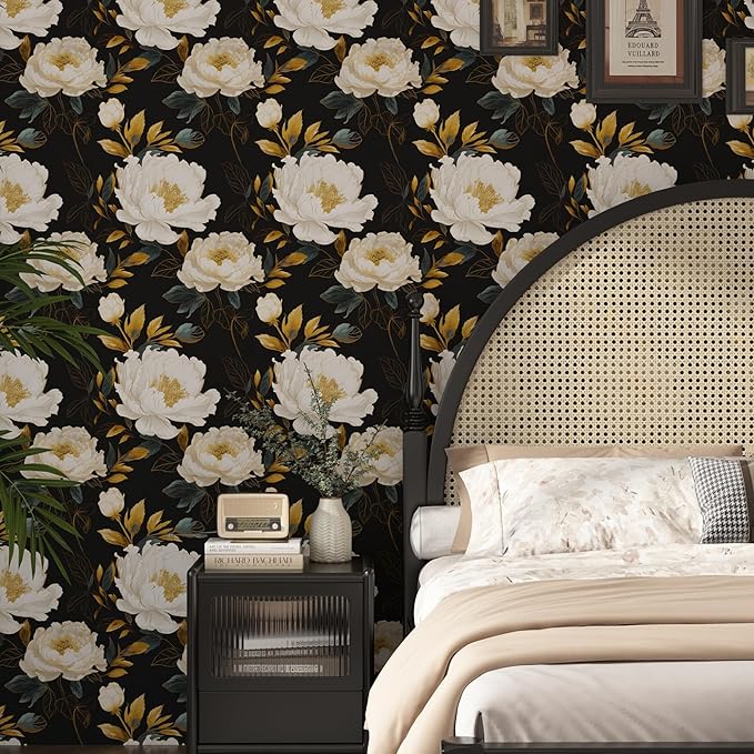 Extra Long Dark Floral Peel and Stick Wallpaper, 17.5In x 393In Vintage Big - Image 2