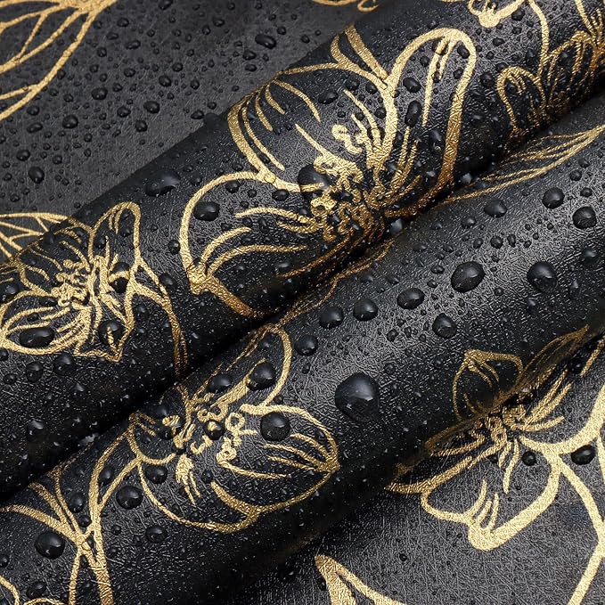 Ismoon Floral Peel and Stick Wallpaper Vintage Black and Gold Contact Paper - Image 9