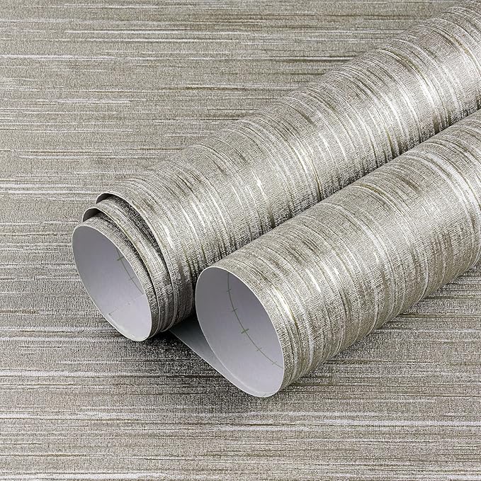 LACHEERY Taupe Grasscloth Wallpaper Textured Peel and Stick Fabric Wallpaper - Image 2
