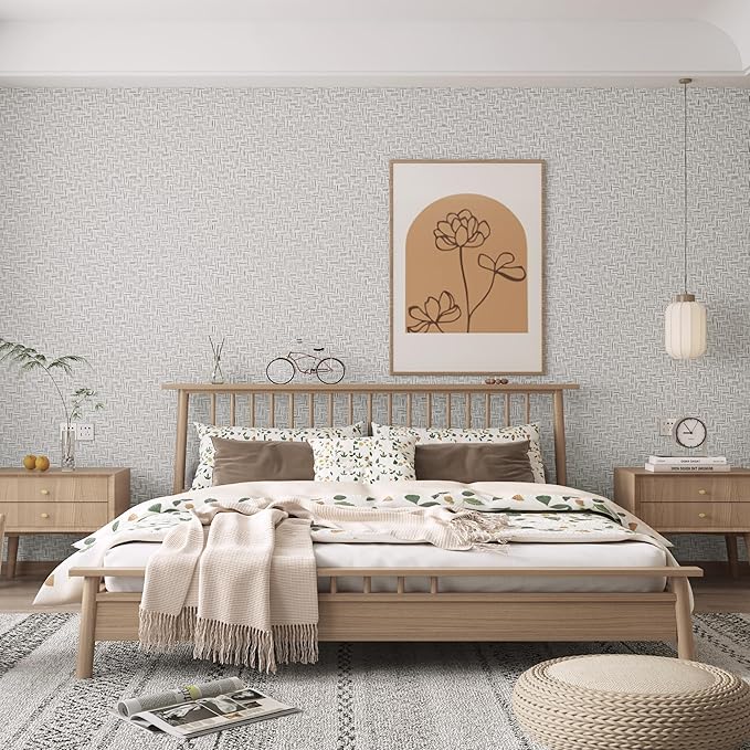 Haimin Fabric Wallpaper Textured Contact Paper Grasscloth Wallpaper Peel and - Image 4