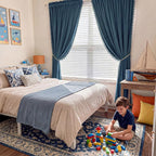 NICETOWN Pom Pom Slate Blue Velvet Curtains 96 Inch Long - Image 2