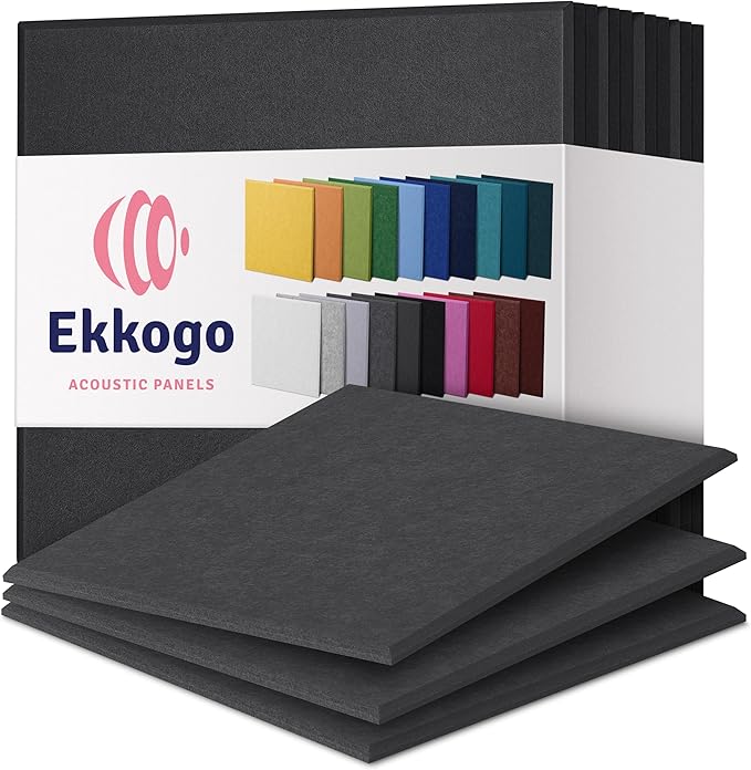 Acoustic Panels 12-Pack Soundproof Wall Panels 12"X12"X0.4" Sound Panels High by EkkogoAcousticPanels