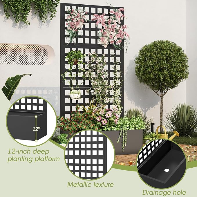 Metal Planter Box with Trellis, Planter Box Trellis with Privacy Screen and - Image 4