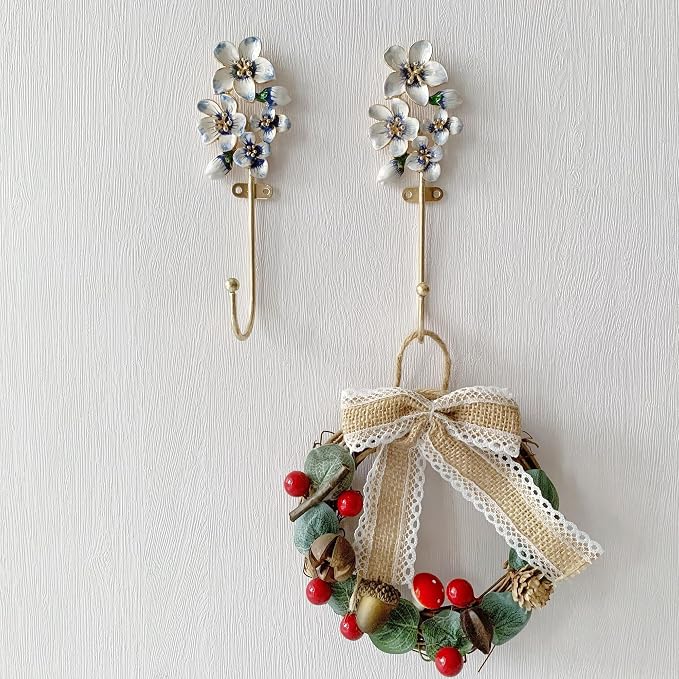 2 Pack Decorative Wall Hooks, Vintage Flower Shaped Metal Wall Hook - Image 5