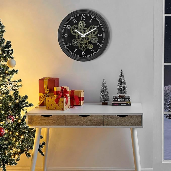 CLXEAST 15 Inch Real Moving Gear Wall Clock, Vintage Industrial Steampunk Metal - Image 5