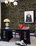 Erfoni 394"x17.7" Vintage Peel and Stick Wallpaper Black and Gold Contact Paper - Image 3