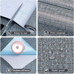 Amiya Grasscloth Wallpaper 17.3"x80" Blue Peel and Stick Faux Fabric Linen - Image 2