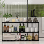 Extra Long Bathroom Organizer Storage Shelves 100% Bamboo Adjustable Height - Image 7