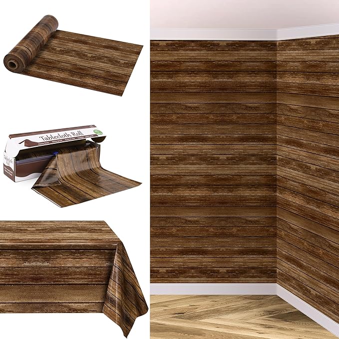 Kochorie 100 Ft x 54 Inch Wood Grain Tablecloth Roll in Slide Cutter Box by Kochorie