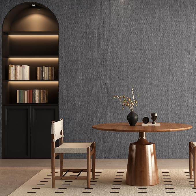 Haimin Fabric Wallpaper Textured Contact Paper Grey Peel and Stick Faux Linen - Image 6