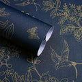 Froluya Dark Blue and Gold Vintage Floral Peel and Stick Wallpaper 17.7"x393.7" by Froluya