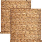 DoubleFill 2 Pcs Bamboo Shades Outdoor Reed Roll Up Blinds 48 W x 72 H Blackout by DoubleFill