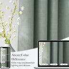 NICETOWN Sage Green Faux Linen Room Darkening Rod Pocket Curtains 63 inch Length - Image 5