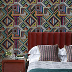 Retro Textured Peel and Stick Wallpaper Geometric Patchwork color Mosaic - Image 6