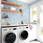 Safiyya 393"x17.3" Blue Peel and Stick Wallpaper Boho Contact Paper Modern - Image 4