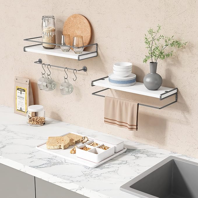 Forbena White Floating Shelves for Bathroom Organizer Over Toilet, Bathroom - Image 4