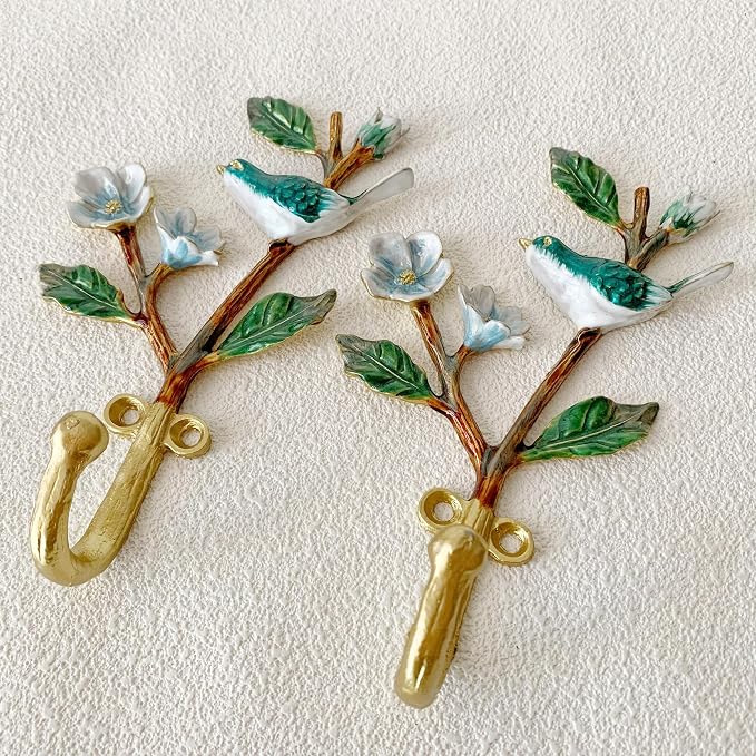 2 Pack Decorative Wall Hooks, Vintage Bird Shaped Metal Wall Hook - Image 3