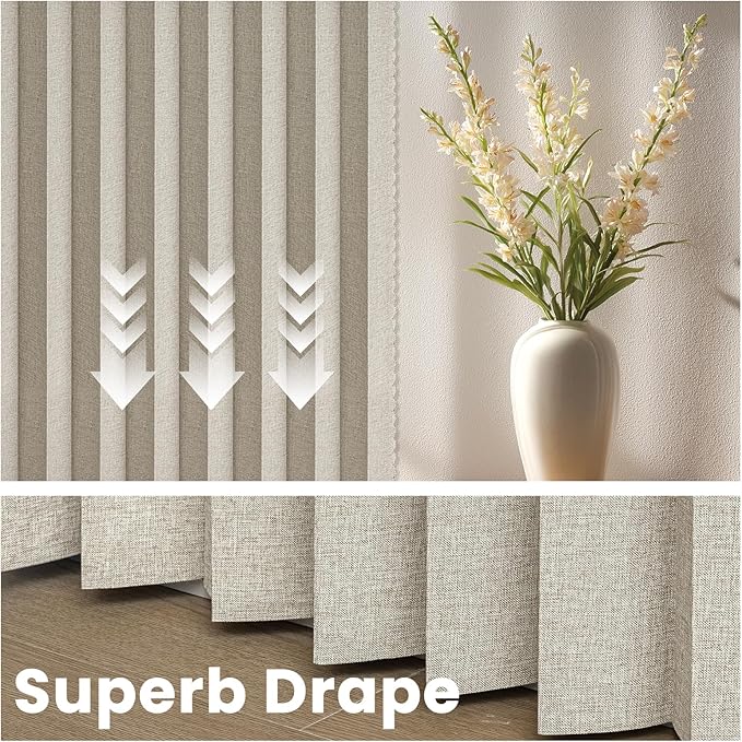 AJAZZ Blackout Accordion Door Curtain 98"x106" Cream White - Image 6