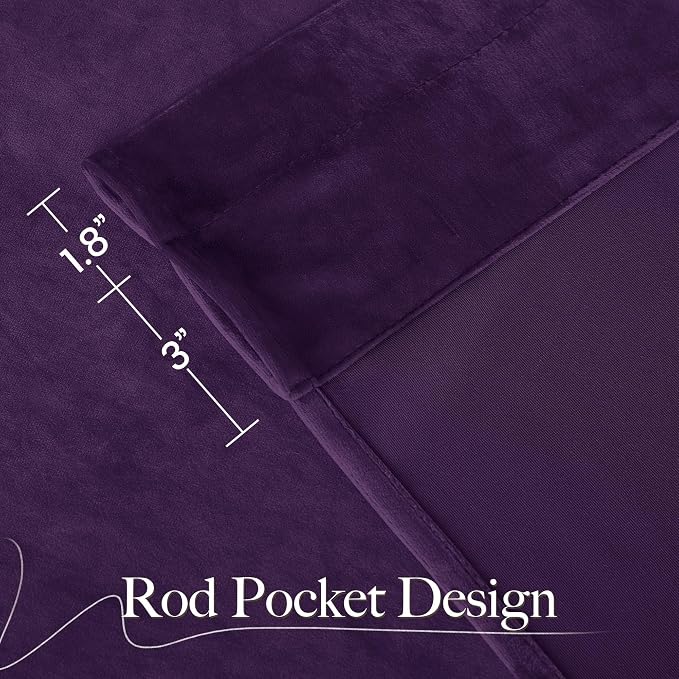 NICETOWN Purple Velvet Curtains and Drapes, Extra Long Elegant Wall Backdrop - Image 7