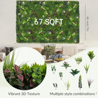 Artificial Ivy Boxwood Roll: 80"x120" UV Resistant Green Leaves Faux - Image 2