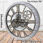 The B-Style Large Wall Clock 24 inch Moving Gear Wall Clock Oversized Vintage - Image 6