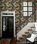 Livebor Floral Peel and Stick Wallpaper Black Floral Contact Paper 16.9"x118.1" - Image 8