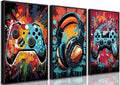 3Pcs Framed Cool Gaming Wall Art Retro Video Gamer watercolor Posters Pictures by PPV