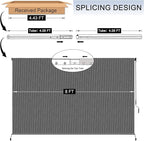 8'W x 6'H Gray Patio Shades Roll up Outdoor Roller Shade Crank Wand Blind - Image 3