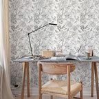 JiffDiff White and Black Wallpaper Peel and Stick Sketched Peony Floral - Image 7