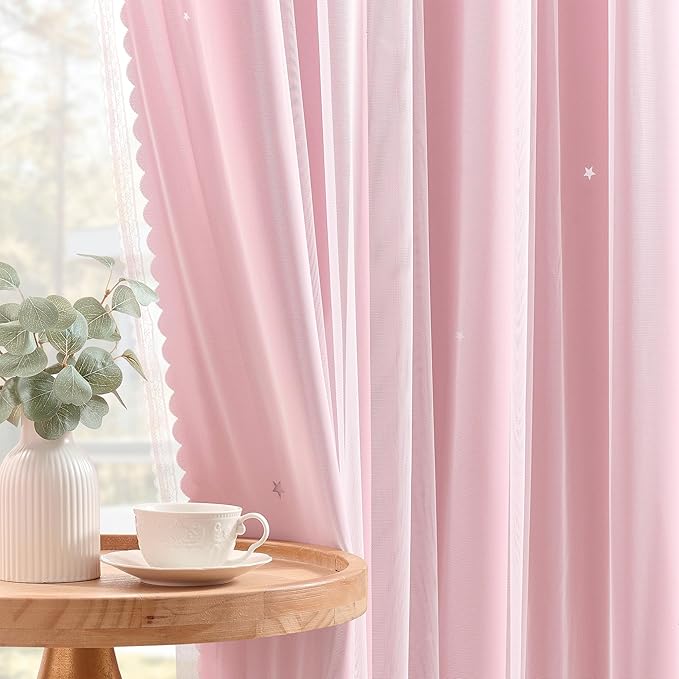 XiDi Light Pink Curtains for Bedroom, Girls Room Blackout Curtains, Kids Room by Addsomecolortolife