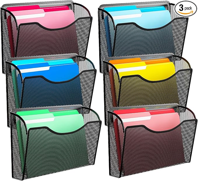 MINDEPOT Wall File Organizer, Hanging Wall Mounted File Folder Binder Holder by MINDEPOT