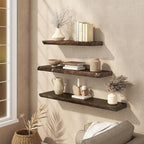 Floating Shelves Set of 2, Solid Elm Wood Wall Shelves 32 Inch - Image 5