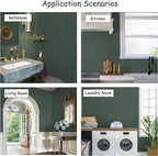 Guvana Grasscloth Peel and Stick Wallpaper Green/Gold Textured Contact Paper - Image 5