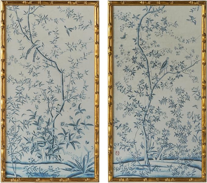 HongFengtang Chinese Rice Paper Print China Flower And Bird Bamboo Frame 19.5 X - Image 2