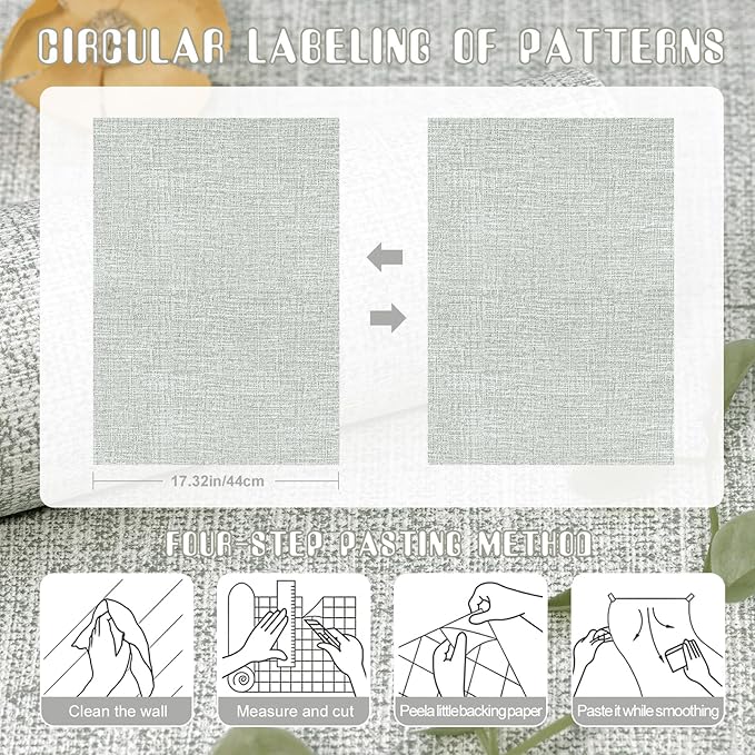 Amiya Grasscloth Grey Wallpaper 17.3"x120" Peel and Stick Faux Fabric Linen - Image 3